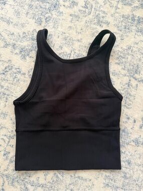 Lulu Lemon Black Ribbed Cropped Tank Top